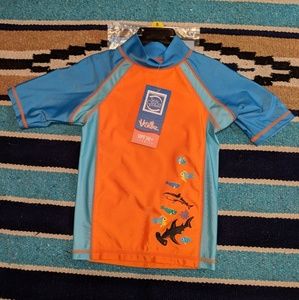 NWT boys shark swim shirt and matching hat